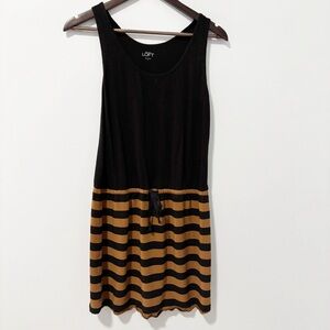 LOFT Womens Black and‎ Tan Striped Sleeveless Dress Size Small